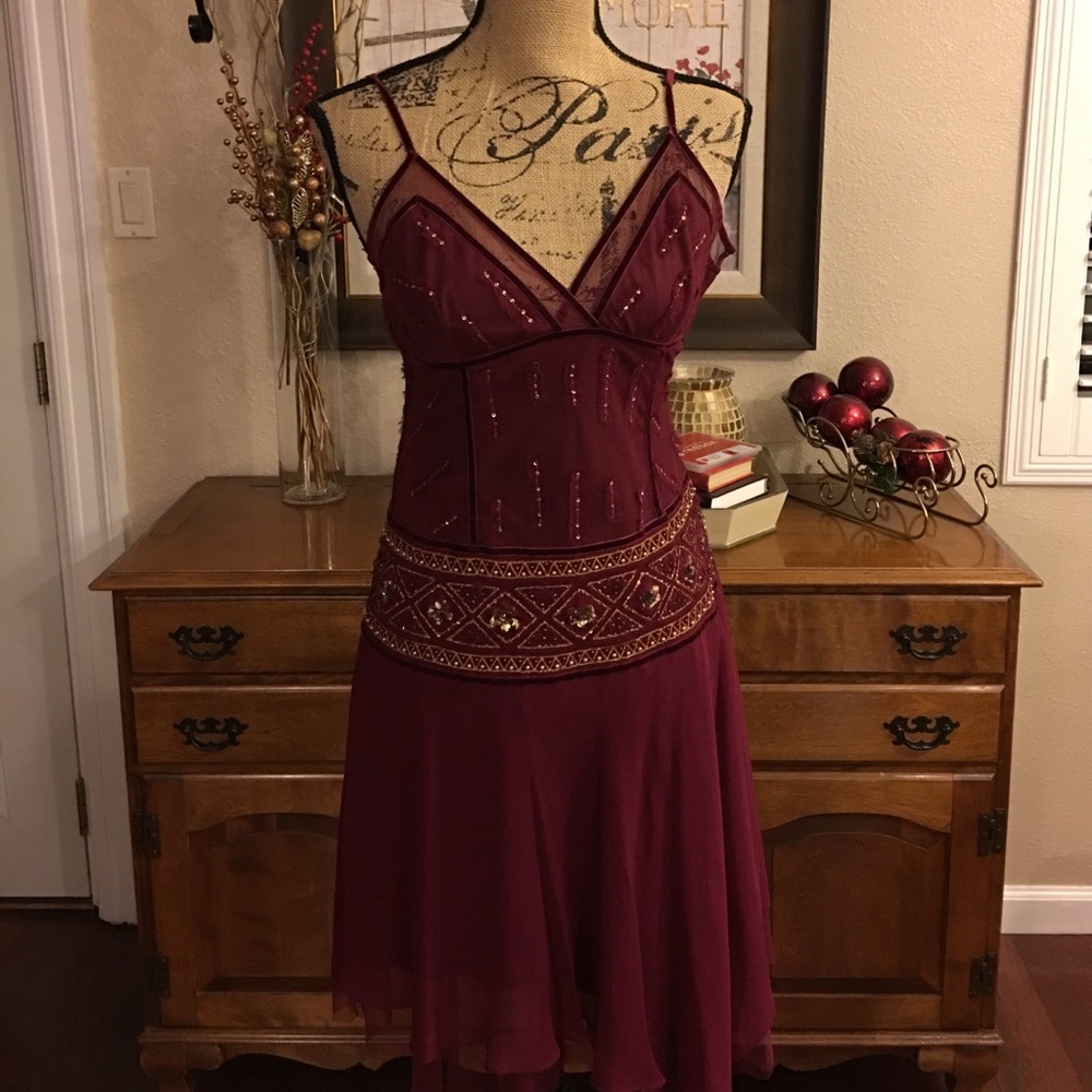 BCBGMAXAZRIA Burgundy Party Dress